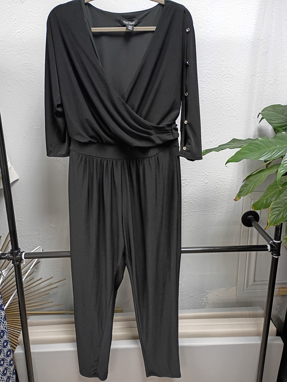 Black Wrap-Front Jumpsuit
